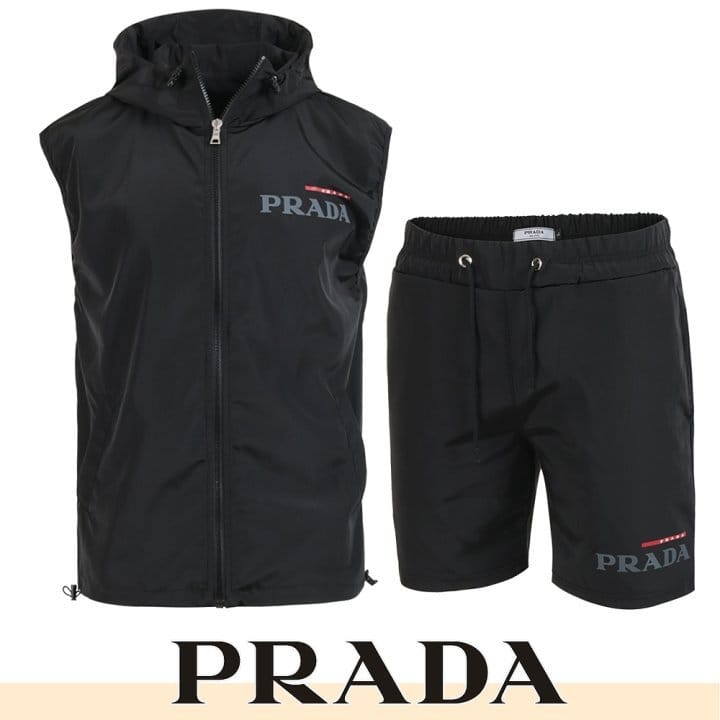 PRADA 프라다 레터링 나일론 베스트 셋업