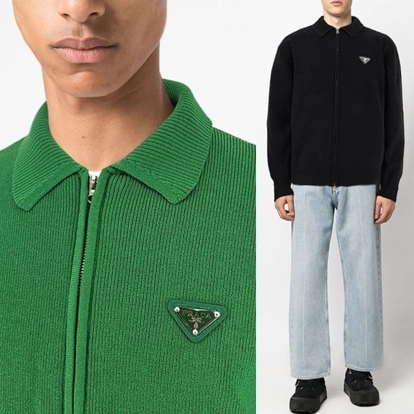 PRADA 프라다 카라 지퍼 가디건