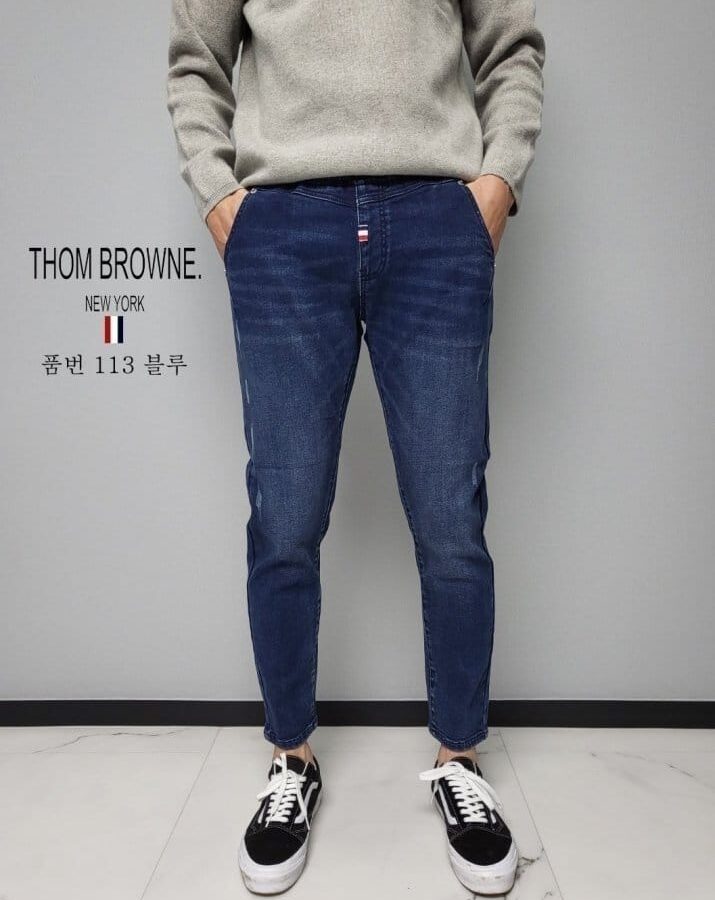 THOM BROWNE 톰브라운 본딩 기모 청바지