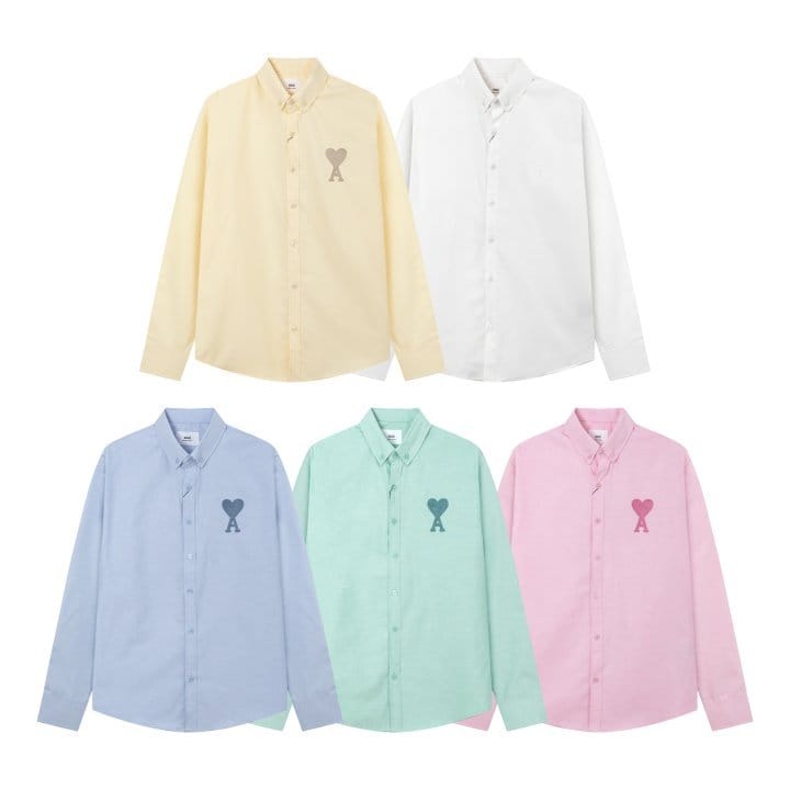 AMI 아미 2205 빅 하트 톤온톤 로고 셔츠