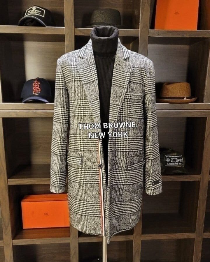 THOM BROWNE 톰브라운 시그니처 글렌 삼선 뉴 하프 코트
