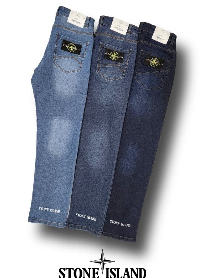STONE ISLAND 스톤아일랜드 와팬 레더 패치 스톤워싱 데님 스판팬츠