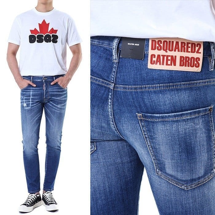 DSQUARED2 디스퀘어드2 케이튼브로스패치 스티치 포인트 중청 워싱진