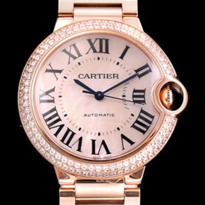 CARTIER 까르띠에 발롱블루 드 WJBB0005 33-36mm사이즈 럭셔리 베젤 투라인 18K 로즈골드 화이트 자개 다이얼 오토매틱 무브먼트 car0991 - Cartier Ballon Bleu De Cartier Diamond Bezel 18k Rose Gold White Shell Dial Automatic Movement