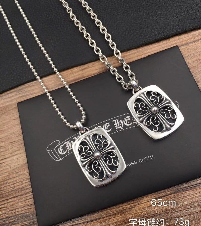 CHROME HEARTS 크롬하츠 남녀공용 925실버 십자펜던트 목걸이 65cm