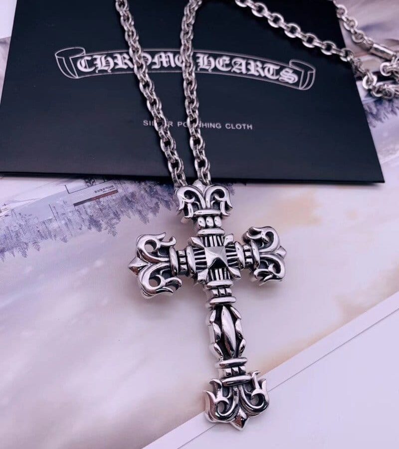 CHROME HEARTS 크롬하츠 남녀공용 925실버 십자 목걸이 65cm