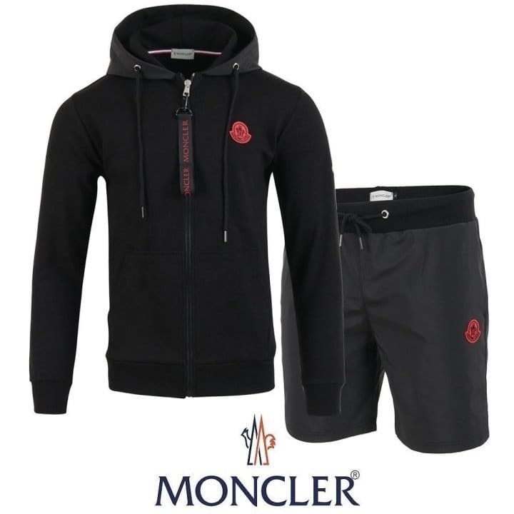 MONCLER 몰글레어 레드패치 후드집업 & 우븐 반바지 셋트