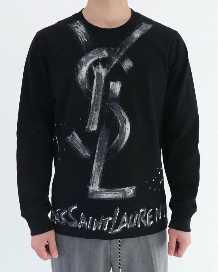SAINT LAURENT 생로랑 로고 핸드페인팅 맨투맨
