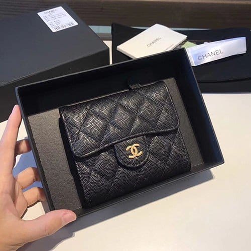 CHANEL 샤넬 캐비어 반지갑 AS401052