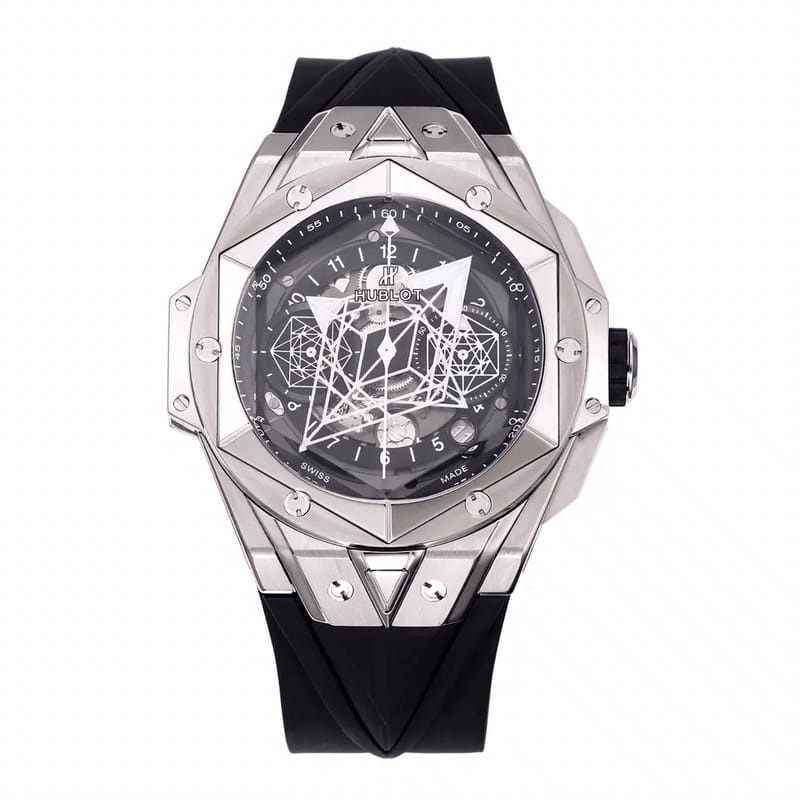 HUBLOT 위블로 빅뱅 상 블루 킹 크로노 실버 블랙 스트랩 418.NX.1107.RX.MXM1
