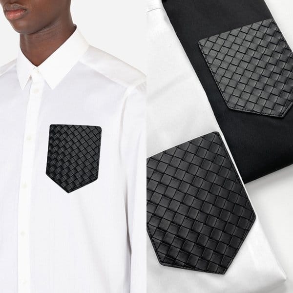 BOTTEGA VENETA 보테가베네타 레더포켓 솔리드 셔츠