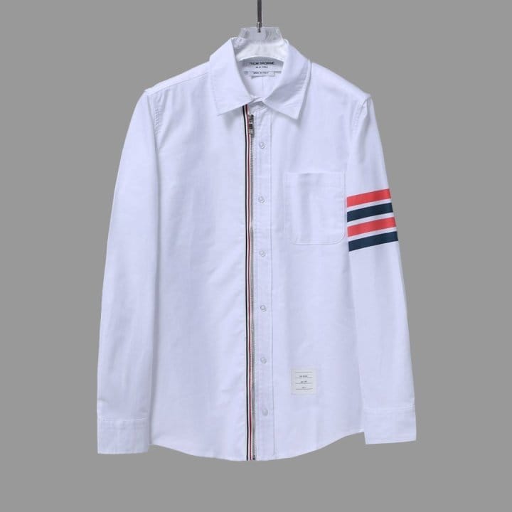 THOM BROWNE 톰브라운 컬러 사선완장 지퍼 셔츠