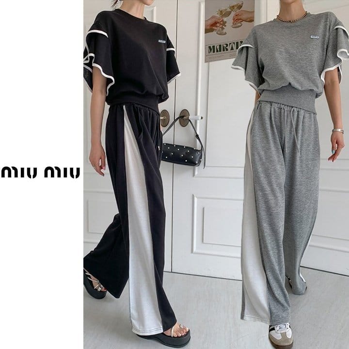 MIUMIU 미우미우 프릴 벌룬 배색 세트