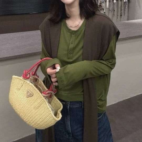 PRADA 프라다 드로스트링 라피아 스몰 토트백 1BA463 2COLOR