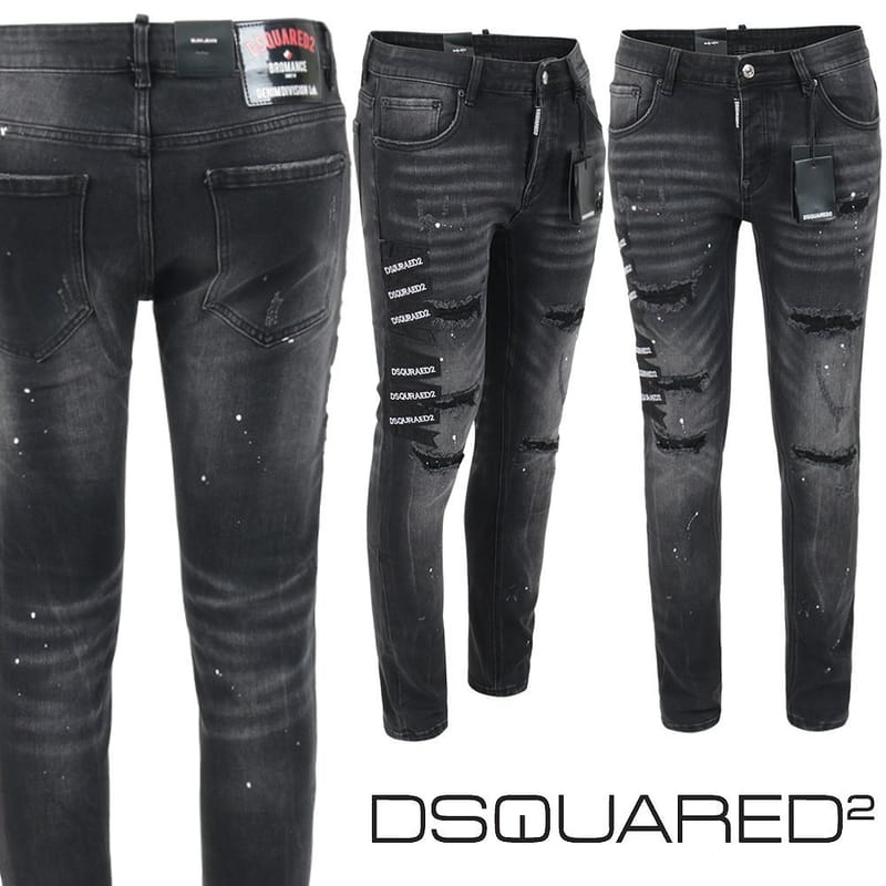 DSQUARED2 디스퀘어드2 플레그 패치 블랙 슬림 일자진