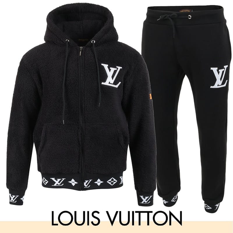 LOUIS VUITTON 루이비통 로고 자수 시보리 양털 셋업