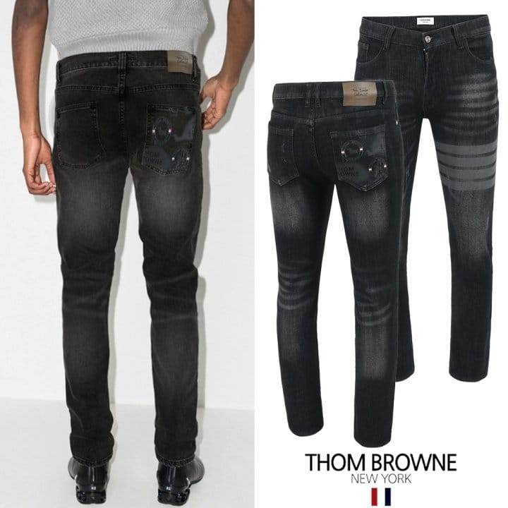 THOM BROWNE 톰브라운 4바 도그 스프레이 흑청 슬림진