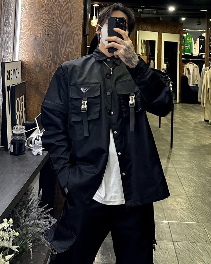 PRADA 프라다 리나일론 하이브리드 셔츠 자켓