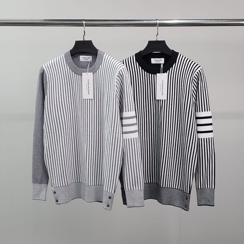 THOM BROWNE 톰브라운 사선완장 스트라이프 울 니트