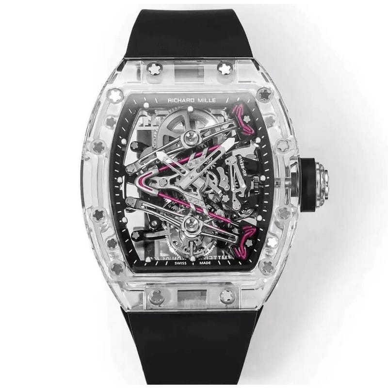 RICHARD MILLE 리차드밀 부바왓슨 투명 투르비옹 스켈레톤 다이얼 블랙 러버밴드 RM38-02