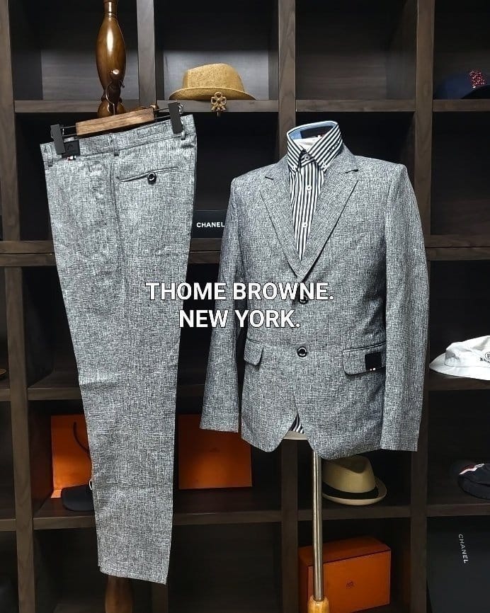 THOM BROWNE 톰브라운 블랙 모던 뉴욕 보카시 그레이 슈트 셋트