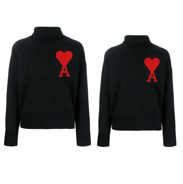 AMI 아미 뉴 빅패치 안타르시아 니트 터틀넥