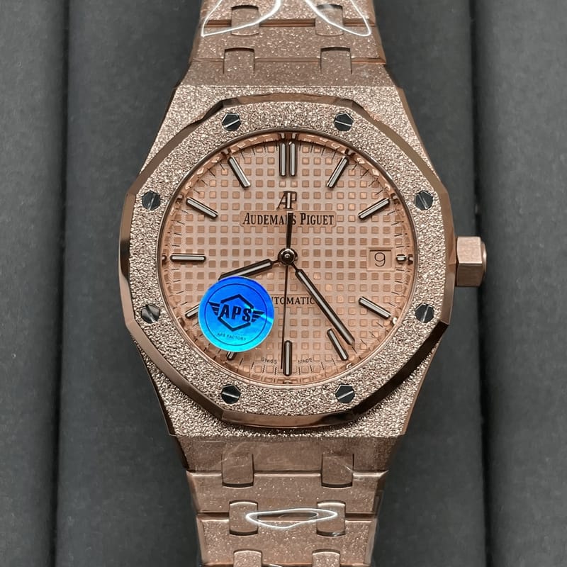 AUDEMARS PIGUET 오데마피게 프로스트 로얄오크 살구 다이얼 37mm 15454