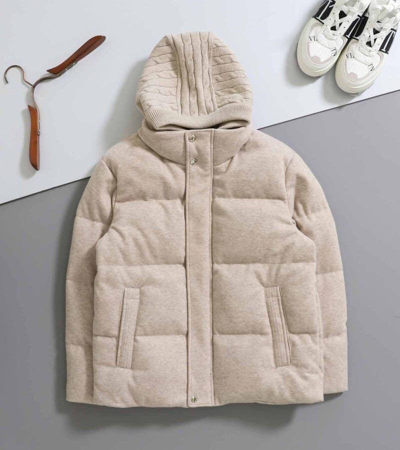 LOROPIANA 로로피아나 하이엔드 울 믹스 후드 탈부착 다운 점퍼