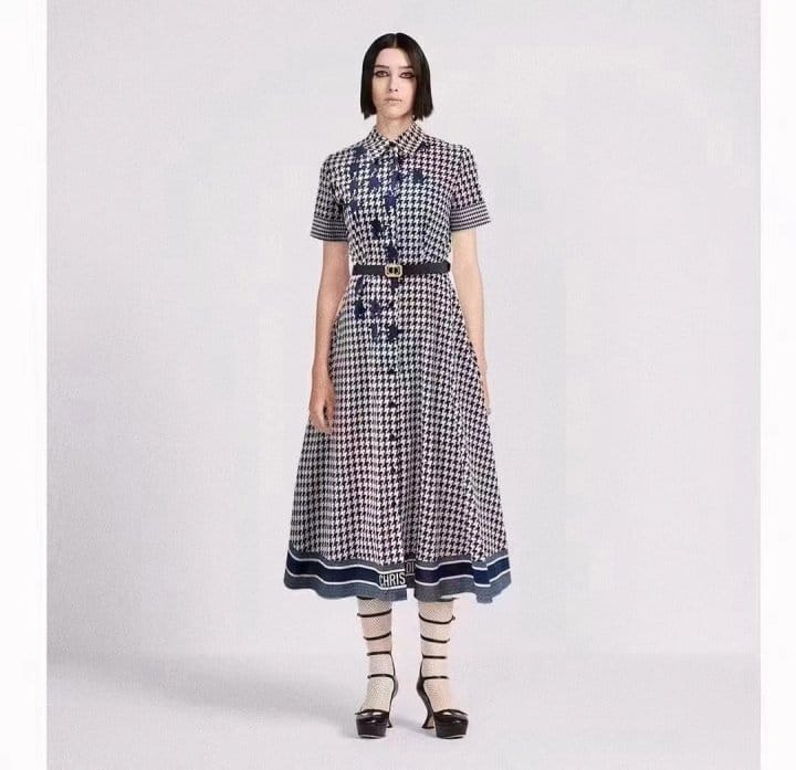 DIOR 디올 체크 원피스 벨트포함