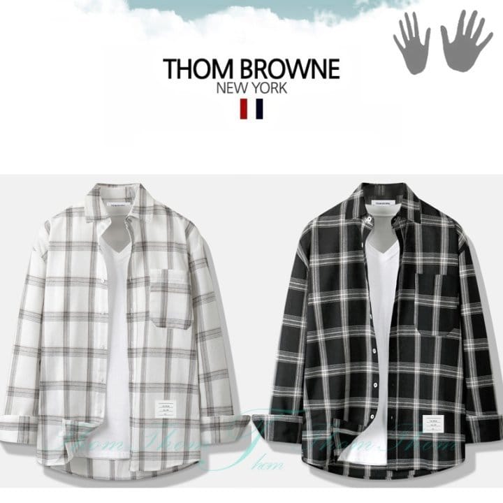 THOM BROWNE 톰브라운 오버핏 에스체크 셔츠
