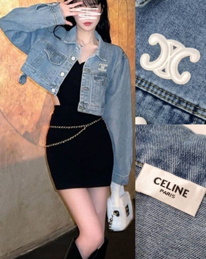CELINE 셀린느 로고패치 크롭 데님자켓