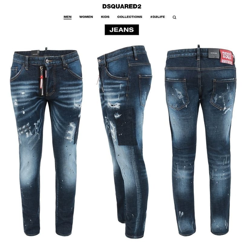 DSQUARED2 디스퀘어드2 포인트 앞지퍼 진청 슬림 일자진