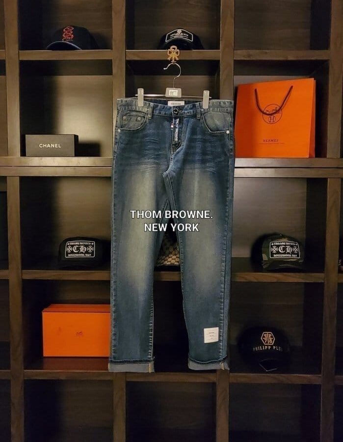 THOM BROWNE 톰브라운 리미티드 라벨 가죽패치 워싱 빈티지청