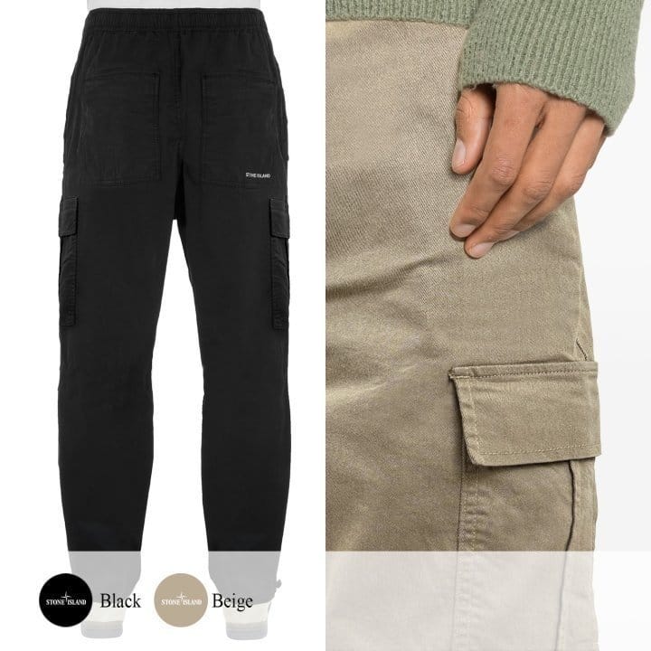 STONE ISLAND 스톤아일랜드 워싱 카고 스트링 팬츠