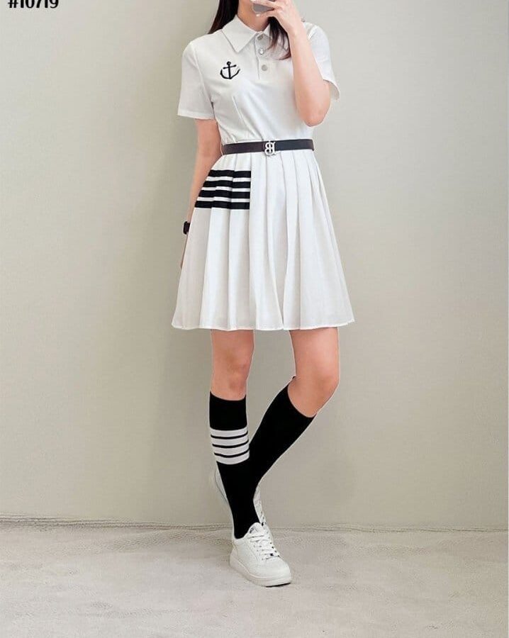 THOM BROWNE 톰브라운 사선원피스 벨트포함