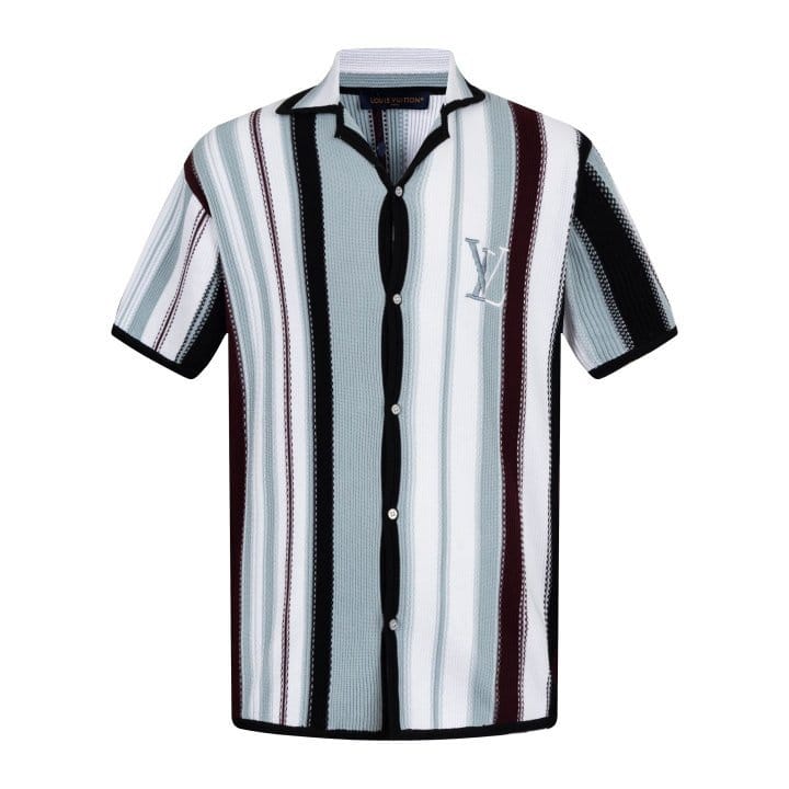 LOUIS VUITTON 루이비통 스트라이프 크로셰 쇼트 슬리브 셔츠