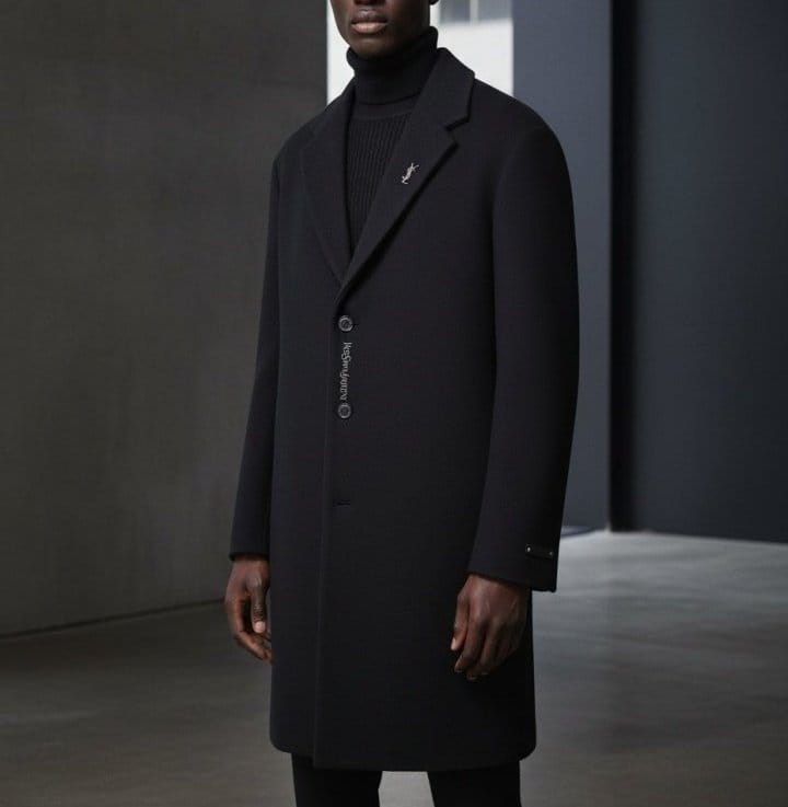 SAINT LAURENT 생로랑 포멀 모던 블랙 코트