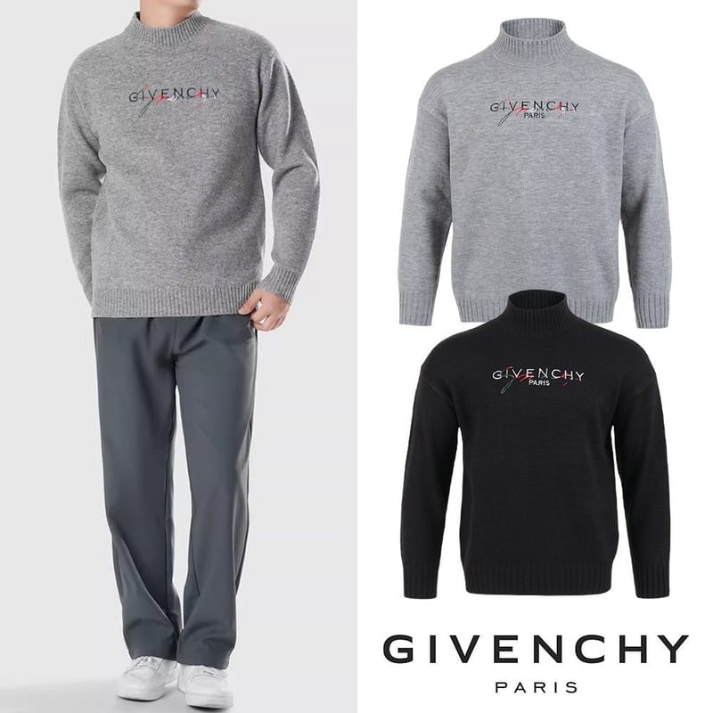 GIVENCHY 지방시 메인 레터링 자수 넥 니트