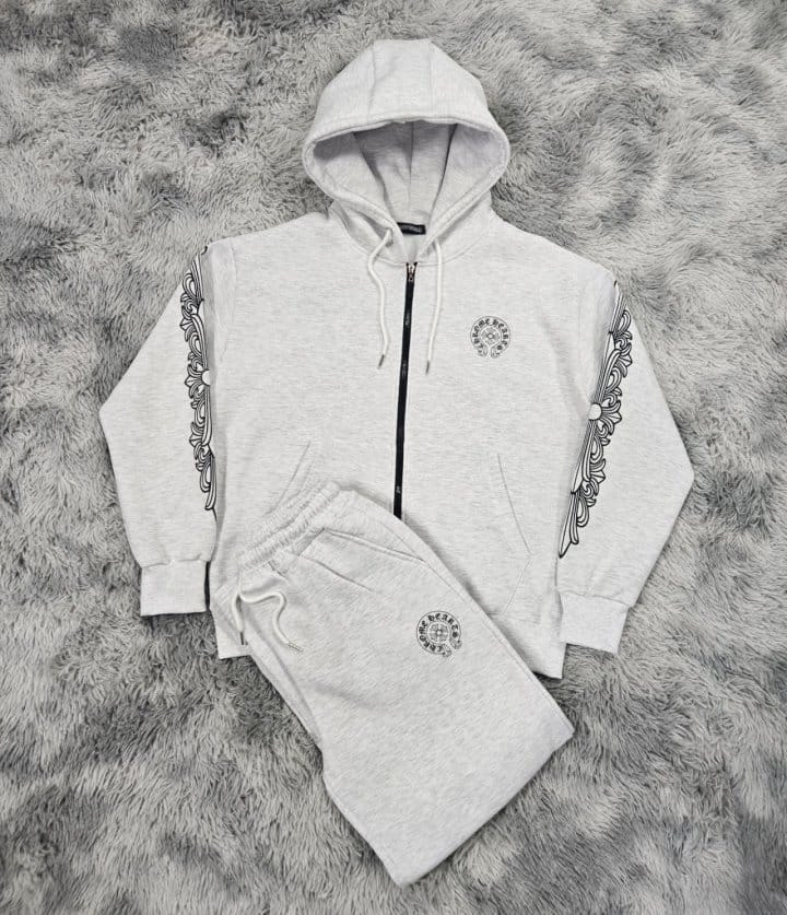 CHROME HEARTS 크롬하츠 타투 기모 후드집업&팬츠 세트 2COLOR