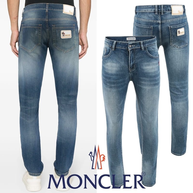 MONCLER 몽클레어 화이트 노블스틸 패치 워싱 슬림진