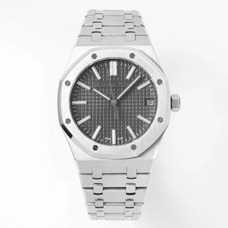 AUDEMARS PIGUET 오데마피게 로얄오크 50주년 한정판 그레이 텍스처 다이얼 스틸 SS 브레이슬릿 41mm 15510ST