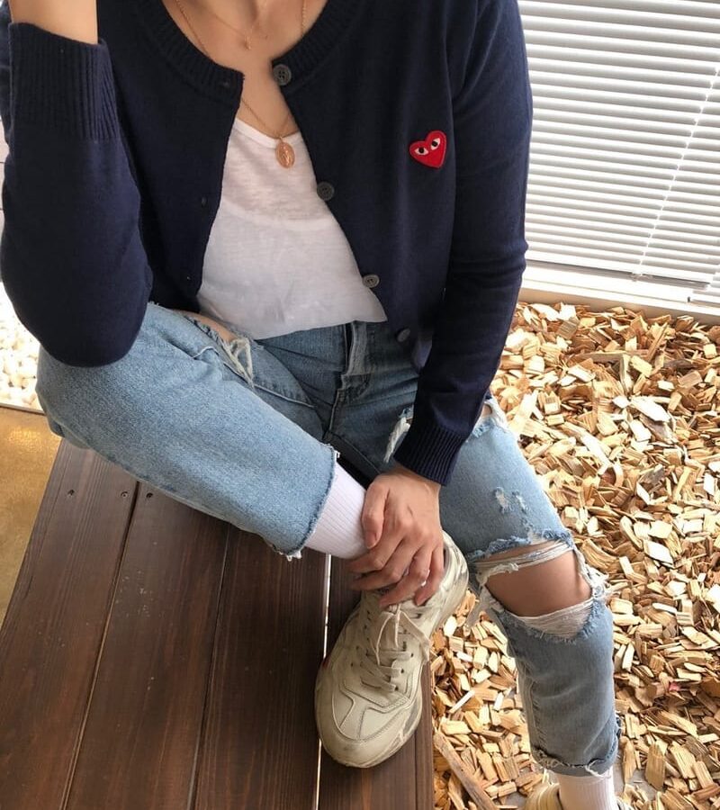 COMME DES GARCONS 꼼데가르송 미니와펜 여성 라운드 램스울 가디건 5COLOR