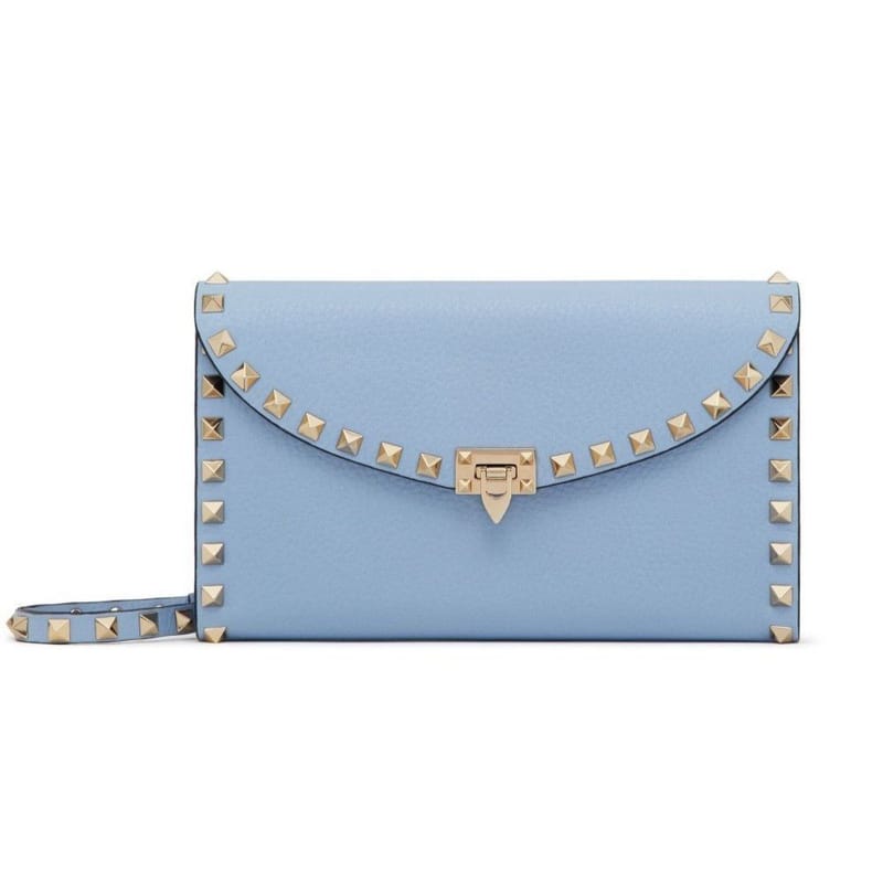 VALENTINO 발렌티노 락스터드 그레인 송아지 가죽 체인 지갑 5COLOR