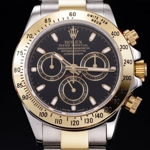 ROLEX 로렉스 데이토나 코스모그래프 116503 18K 옐로우 골드 콤비 크로노그래프 블랙 다이얼 오이스터 브레이슬릿 신형 7750B-2 오토매틱 무브먼트 rol0615