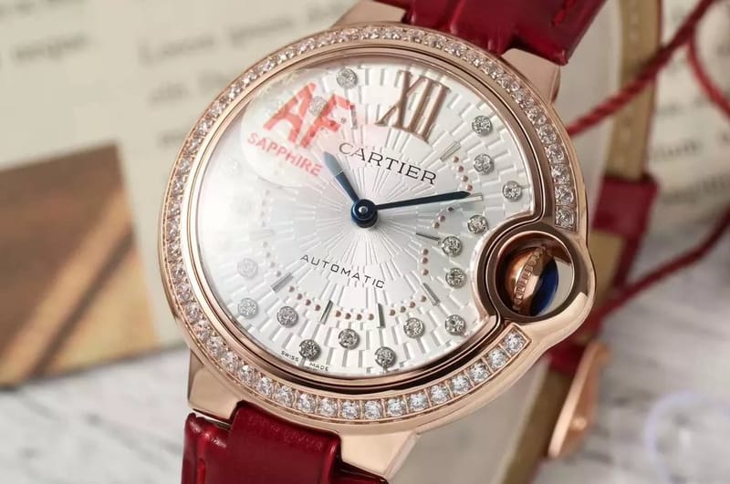CARTIER 까르띠에 발롱 브루 드 화이트 다이얼 다이아 베젤 로즈골드 33mm