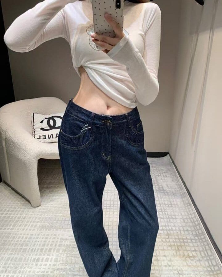 CHANEL 샤넬 진청 바지