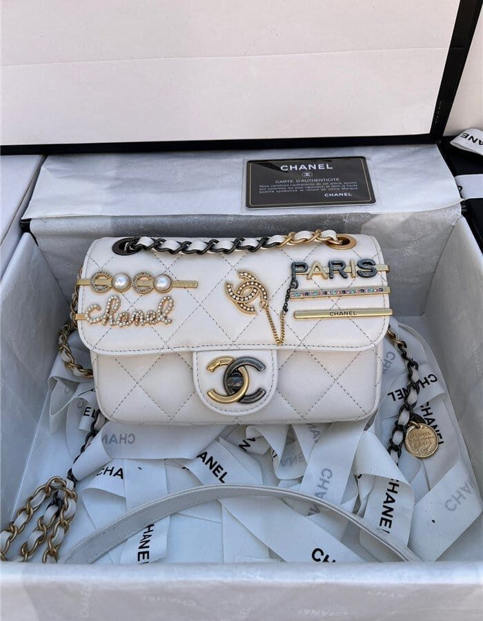 CHANEL 샤넬 램스킨 이미테이션펄 스트라스 스몰 플랩백 AS2978 2COLOR