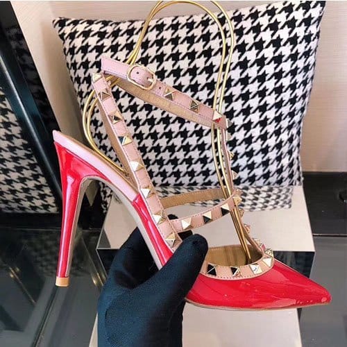 VALENTINO 발렌티노 락스터드 슬링백 힐 9.5cm M1345-12