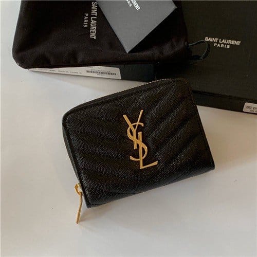 SAINT LAURENT 생로랑 캐비어 금장 반지갑 Y403723