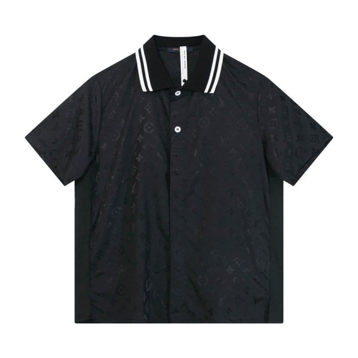 LOUIS VUITTON 루이비통 무아레 자카드 쇼트 슬리브 실크 셔츠